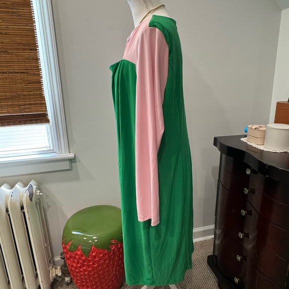 Kasper Green and Pink Asymmetrical Sheath Dress Cocktail - Picture 8 of 15